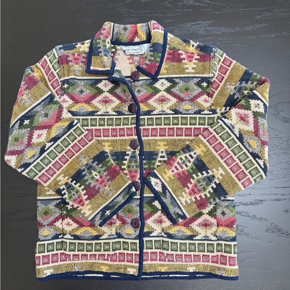 Vintage Jane Ashley Southwestern Aztec Tapestry Jacket - Picture 9 of 15